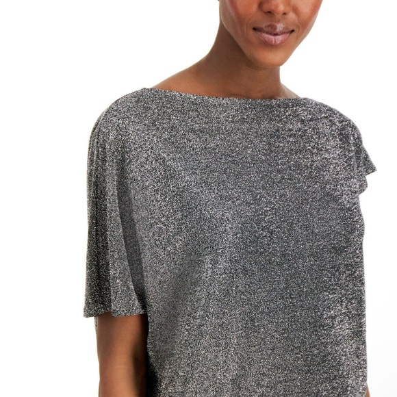 Alfani Boatneck Silver short sleeve top size XL EUC - Picture 3 of 6